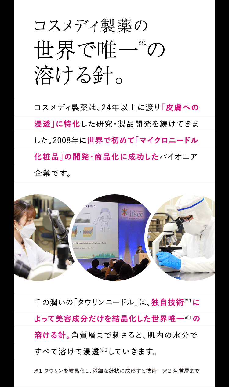 コスメディ製薬の世界で唯一の溶ける針